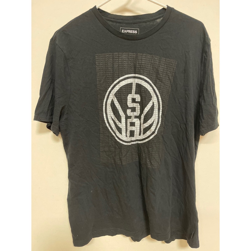 Express San Antonio Spurs Graphic T-Shirt Mens Large Black NBA Basketball Tee